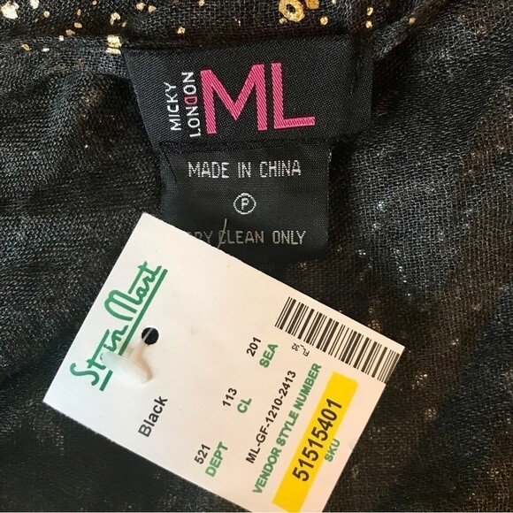 MICKEY LONDON Scarf Gold Metallic Splatter Gray Galaxy Star NWT - Picture 5 of 6